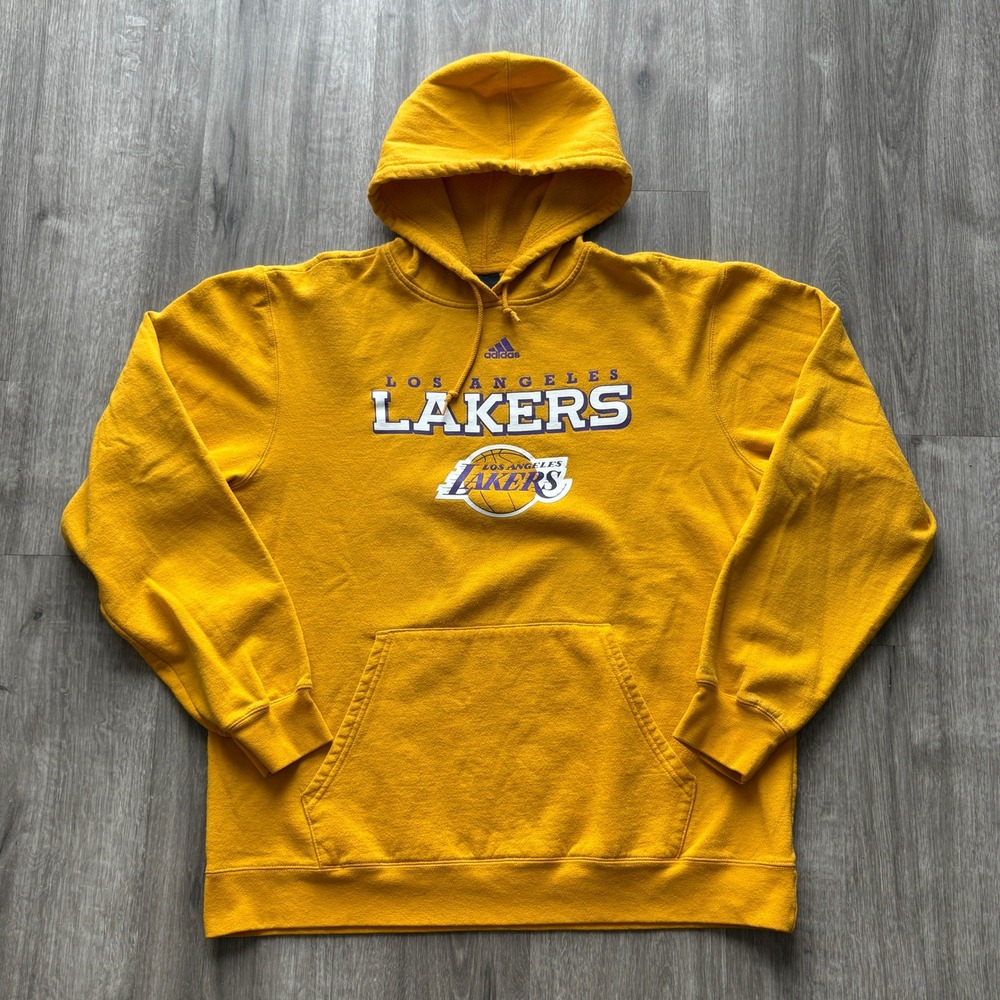 Adidas Los Angeles Lakers NBA Pullover Hoodie Yellow Gold Mens Large L